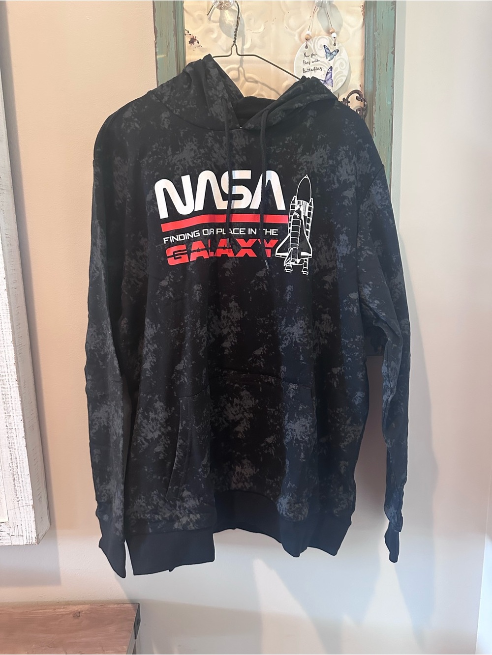 NWT NASA Galaxy Space Shuttle Graphic Hoodie Black XL